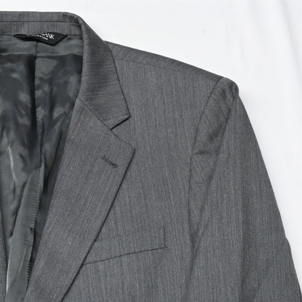 Jos A Bank 42R Gray Herringbone 100% Wool Mens Blazer Suit Jacket Sport Coat - Picture 2 of 12